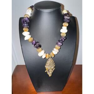 Necklace and Earrings Set /Crystals/Agate Quartz and Amethyst Crystals /Vintage